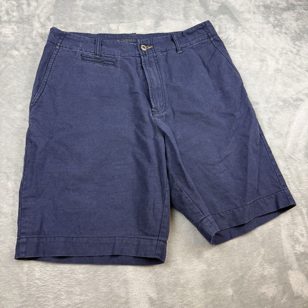 Vintage Indigo Palms Linen Blend Navy Shorts Men’s Size 34 Casual Summer Resort